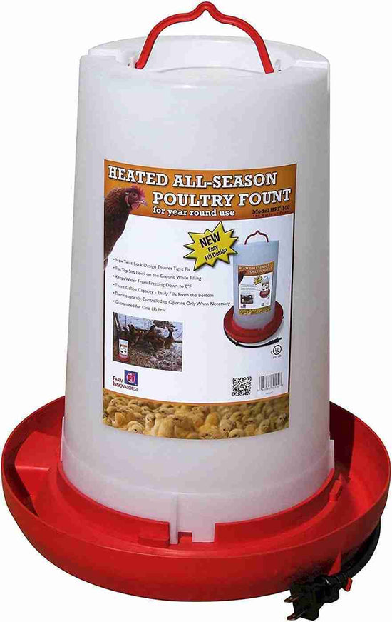 3 Gallon Heated Plastic Poultry Fount 3 Gallon Heated Plastic Poultry Fount