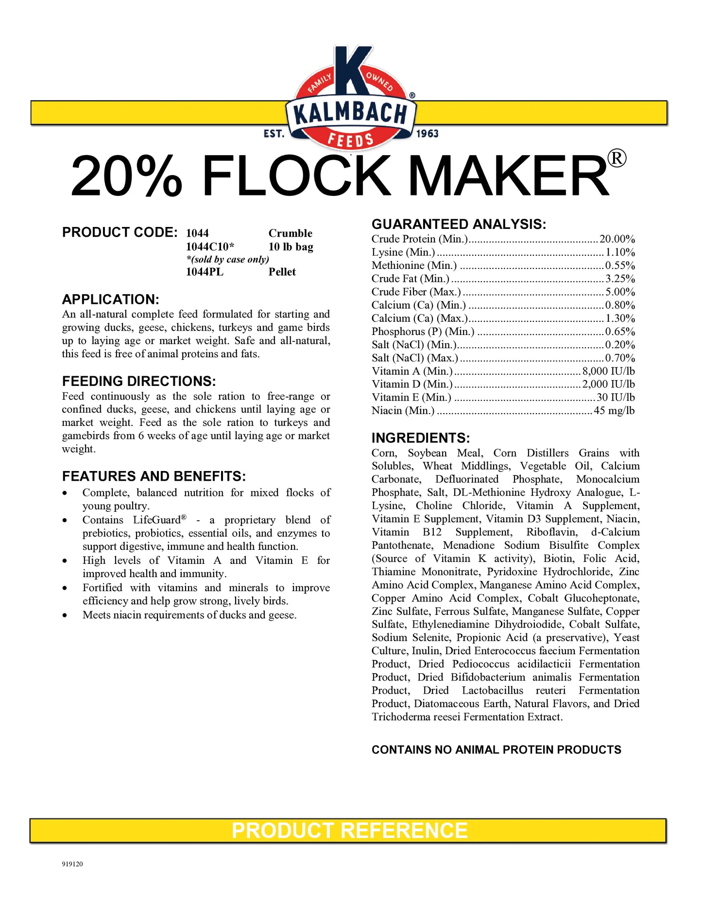 20% Flock Maker® (Pellet) All Purpose Feed