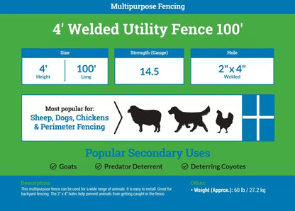 Light Duty Welded Utility Fence 4' x 100'