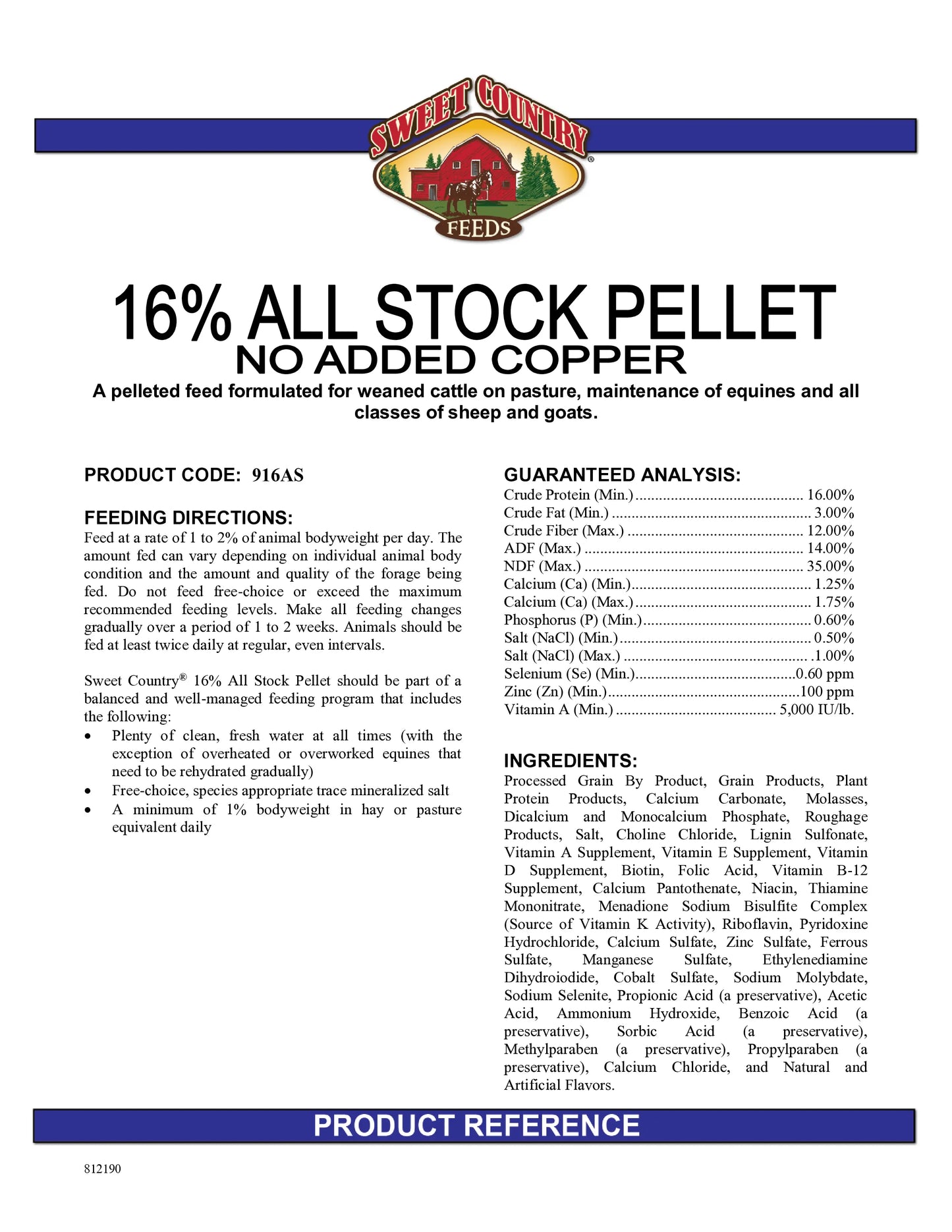 16% All Stock Pellet Feed