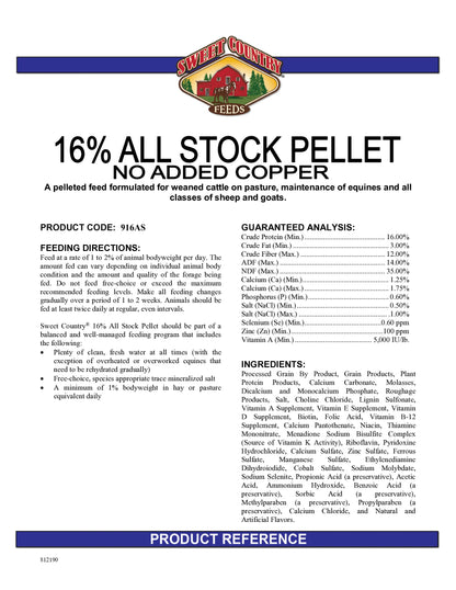 16% All Stock Pellet Feed