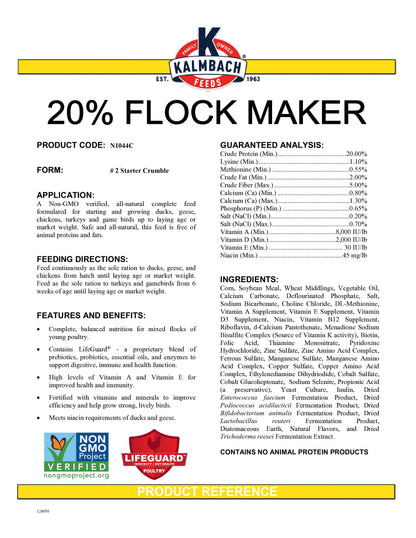 20% Flock Maker® (Non-GMO Crumble) All Purpose Feed