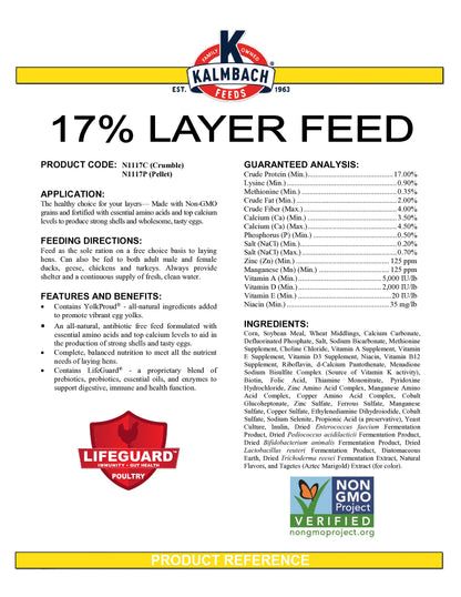 Layer Pellets for Chickens (Non-GMO) - 17% Formula