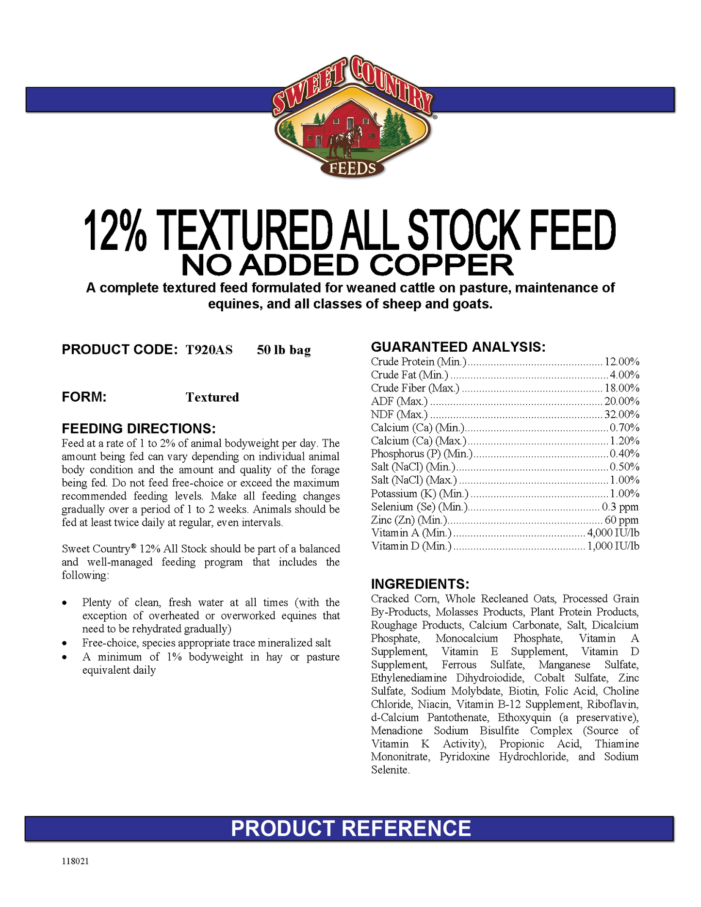 Sweet Country 12% All Stock Sweet Feed